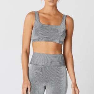 New Gigi C Pamela Black White Mini Stripe Sports Bra XS